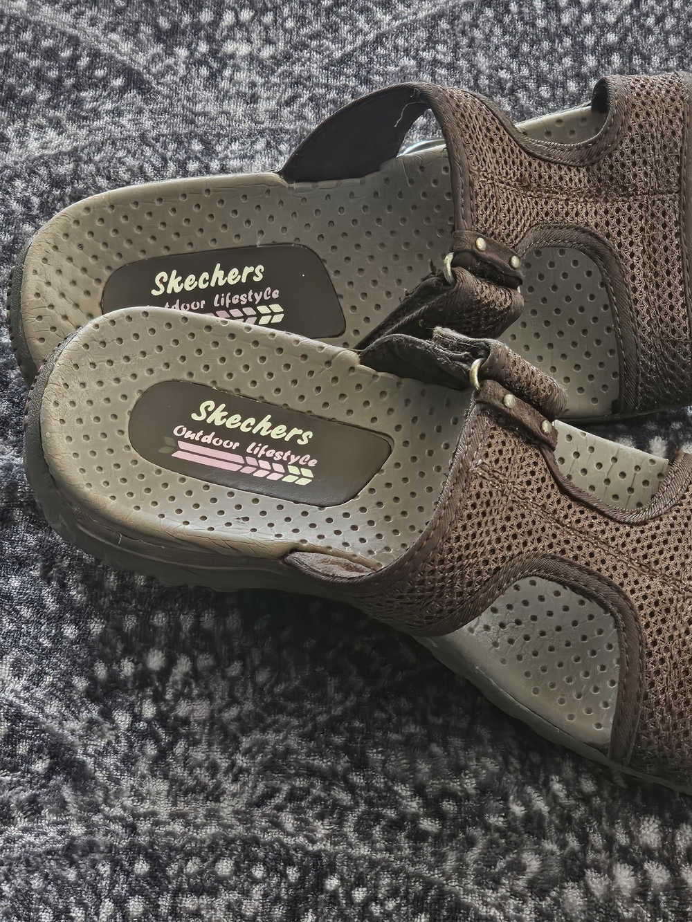 Skechers Brown Adjustable Slide Sandals Size 7.0 - Picture 2 of 5